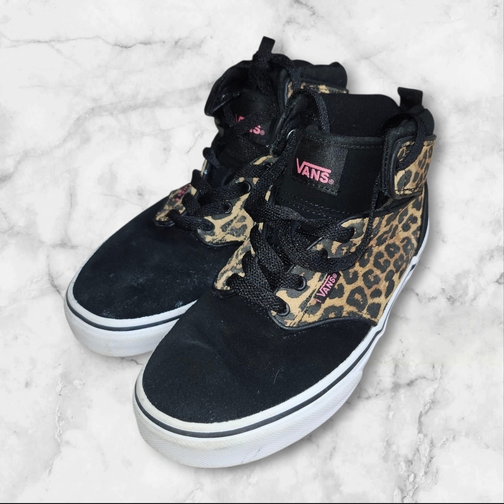 Girls Vans Leopard Print High Top Sneakers